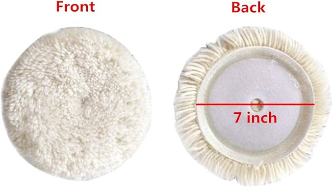 Wool Buffing Pad, 7" Car Polishing Pad with Hook and Loop for Polishing, Buffing & Cutting, 100% Twisted 4-ply Sheepswool Material, Durable, Thick and Aggressive