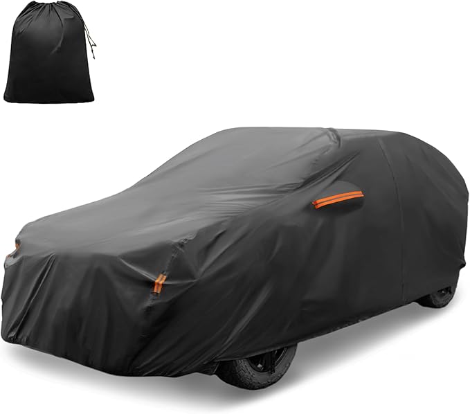 X AUTOHAUX Car Cover for Toyota RAV4 2012-2022 Aluminum Film Outdoor Waterproof Sun Rain Snow Hail Protection with Driver Door Zipper