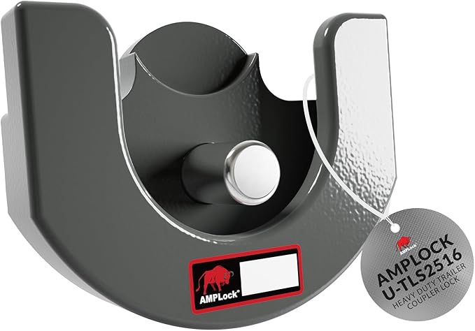AMPLock U-TLS2516 Heavy Duty Trailer Coupler Lock, 2-5/16" RV & Boat Trailer, Anti-Theft Coupler with Flat Lip Design, Push-Lock System, 2-5/16-Inch Ball Hitch Locks, Trailer Hitch Locks with Keys