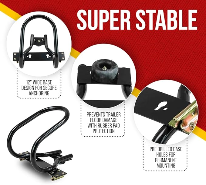 Mytee Products 7" Motorcycle Wheel Chock Steel for E-Track/X-Track System - Black (2 Pack)