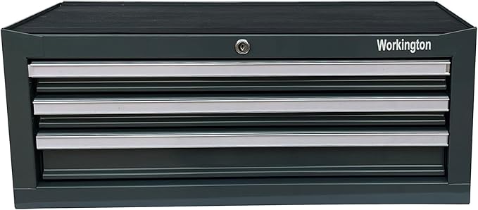 Workington Industrial 3 Drawers Portable Metal Intermediate Box, 26" Middle Tool Chest Cabinet with Ball Bearing Drawer Slides, Steel Tool Storage Box Organizer 4009 Gray