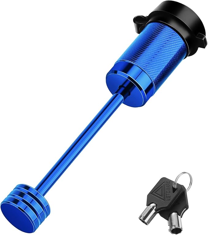 METOWARE Trailer Tongue Coupler Lock 1/4" Dia, 3-1/2" Span, Trailer Hitch Lock for Latch-Type Coupler, Trailer Pin Lock for Towing Trailer RV Car Boat Truck Blue(1 Pack)