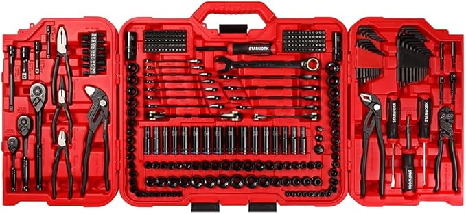 STARWORK TRUE MECHANIC 312-Piece Mechanics Tool Set and Socket Set, Professional【Pliers Wrench 】 SAE/Metric