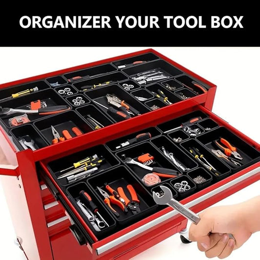 50 Packs Tool Box Organizer Tray Divider Set, Desk Drawer Organizer, Garage Organization and Storage Tool Box Accessories for Rolling Tool Chest Screw Cart Cabinet Workbench Small Hardware