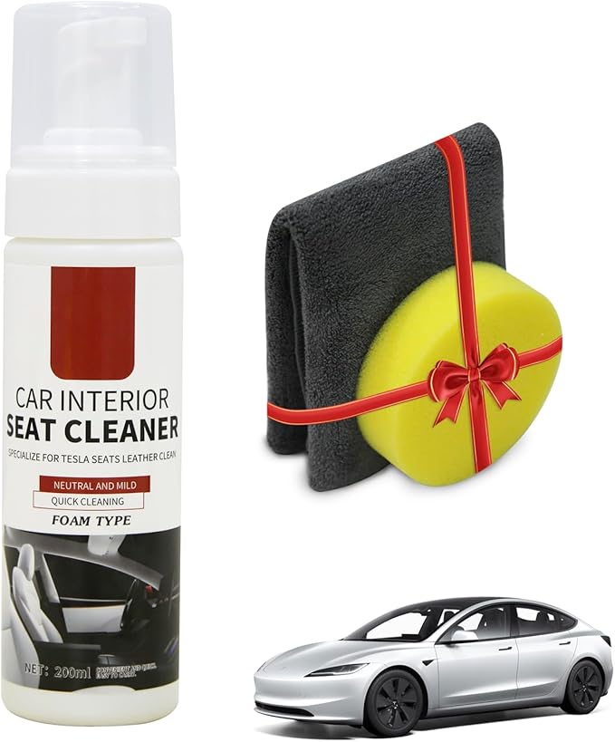 Interior Cleaner for Tesla White & Black Vegan Leather Seat Protectant Car Care Cleaning Kit Stain Remover Safe for Tesla Model 3 Highland/Y/S/X CyberTruck Accessories