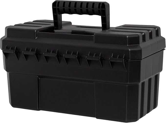 Akro-Mils 09514 ProBox 14-Inch Plastic Toolbox for Tools, Hobby or Craft Storage Toolbox with Removable Tray, 14-Inch x 8-Inch x 8-Inch, Black
