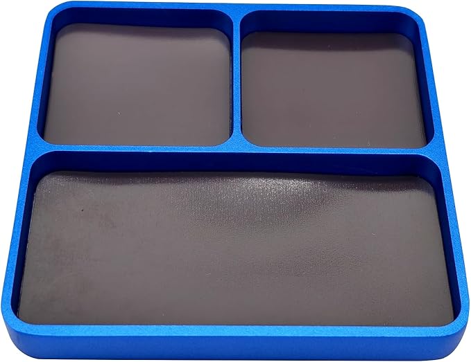 Universal Metal RC Screw Tray, Screws Holder Plate RC Fixing Tools with Magnetic Pad for Screws, Sockets, Bolts, Pins Organizer (Blue)