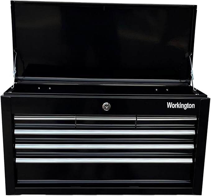 Workington Portable Metal Tool Chest with 6 Drawers, 24" 6-Drawer Tool Chest Cabinet with Ball Bearing Drawer Slides, Steel Tool Storage Box Organizer 4005 Black