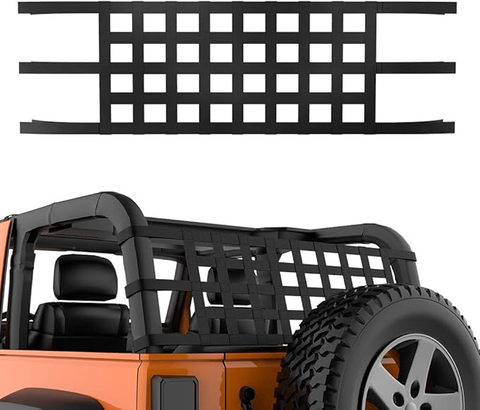 JOYTUTUS Mesh Cargo Net Roof Storage Netting Hammock Roll Cage Bar Restraint for 1987-2026 Wrangler YJ TJ JK JL & Gladiator JT