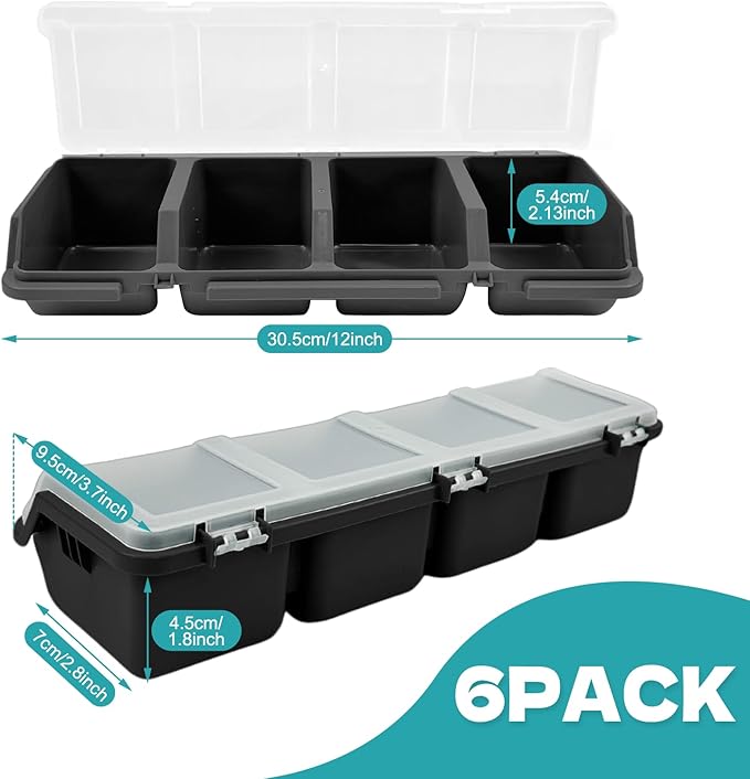 YEXEXINM 6Pcs Screw Organizers Storage Bins with Lids, Plastic Stackable Hardware Organizer Box for Garage Nails Craft Tool Organizing, Tool Cart Cabinet Workbench Drawers (Black)