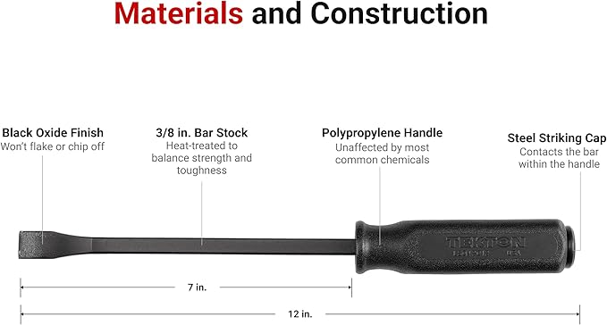 TEKTON 12 Inch Angled End Handled Pry Bar | LSQ42012 | Made in USA