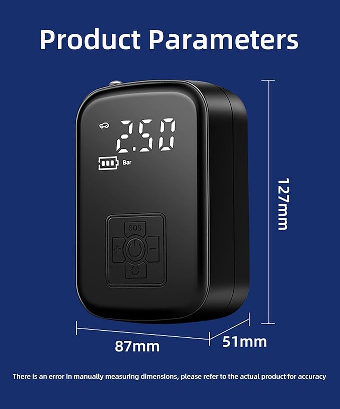 Tire Inflator Portable Air Compressor for Car, 150 PSI Cordless Mini Bike Tire Pump, Air Pump for Auto, Motorcycle, Bicycle, Balls with Pressure Gauge LED Light