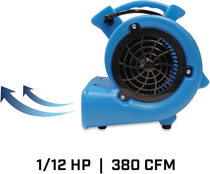 BlueDri Mini Storm 1/12 HP Mini Air Mover Carpet Dryer Floor Squirrel Cage Blower Fan for Home Floors and Carpets, Blue (SA-MI-BL)