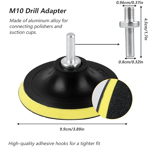 6 Piece 4 Inch Wool Buffing Pad, for Car Polishing and Waxing, Painting Tabletops, Old Leather Sofas, Tile PolishingDrill Buffer Connecting M10 Drill Adapter, Buffing Pads