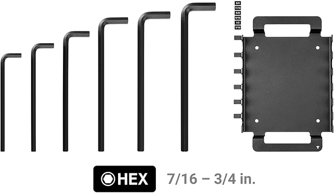 TEKTON Flat End Hex L-Key Set with Rack, 6-Piece (7/16-3/4 in.) | KLX92101