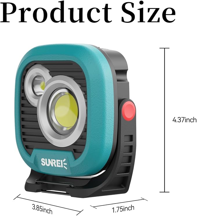 LED Rechargeable Magnetic Work Light SUNREI Mechanic Light Power Bank 180° Rotating,1500LM, 6 Modes,Magnetic&Hook, IPX5 Waterproof, Magnetic Flashlight for Camping, Car Repairing