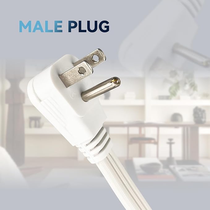EP 12 Ft Heavy Duty Appliance Extension Cord - 14 Gauge 3 Prong SPT-3 Cable Wire, Ideal for Air Conditioners, Refrigerators, and Major Appliances - Indoor Use, White