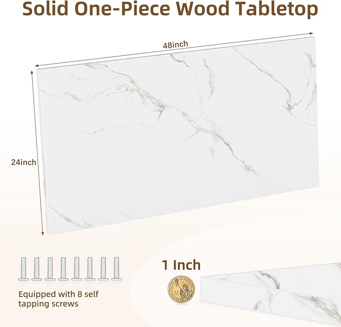 Universal Solid One-Piece Wood Table Top, 48"x24"x1" Workbench Top - Rectangular Particle Board for Standing Desk, Home Office Desk Countertop DlY, Washer Dryer, Coffee, Bar Tabletop