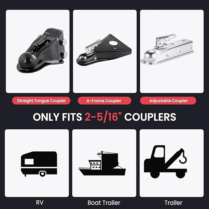 【2026 Upgraded】 Trailer Hitch Locks Fits 2 5/16" Coupler with Drainage Hole, Heavy Duty Anti-Theft Steel Trailer Coupler Lock, Trailer Lock for Trailer, RV, Boat, Pickup
