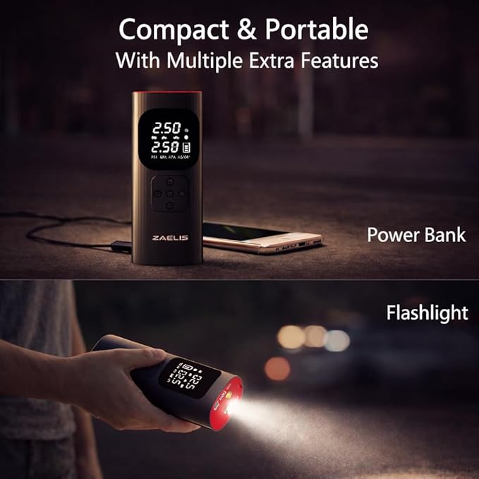 Tire Inflator Portable Air Compressor - 3X Faster 150PSI Air Pump for Car Tires, 12V DC Cordless Tire Inflator with LED Light & Digital Pressure Gauge, Electric Pump for Car, Bike, Motor, Ball