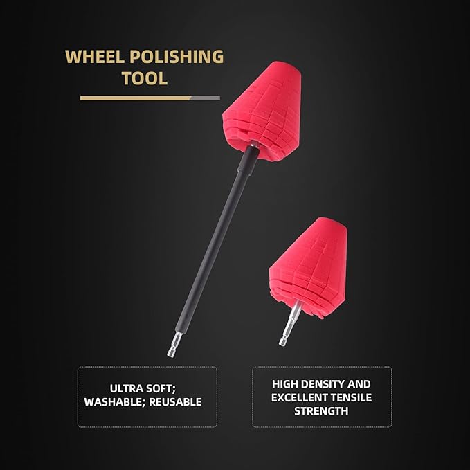 SPTA Metal Polishing Tool, Auto Cone Metal Polish Buffing Polishing Ball, Drill Buffing Sponge Pads Buffing Wheel for Drill Foam, Sponge Buffing for Automotive Car Wheel Hub Care