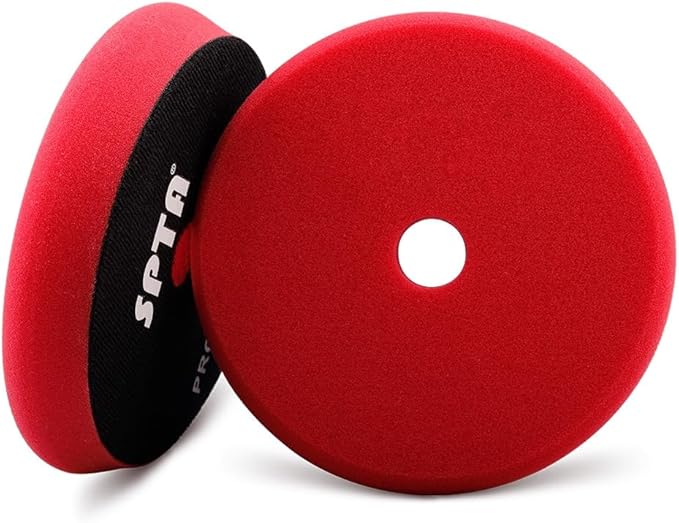 Red T10 Ultra-Fine Finishing Foam Polishing Pads, SPTA 1Pcs 5.5 Inch Face for 5 Inch 125mm Backing Plate Compound Buffing Sponge Pads for Car Buffer Polisher Compounding, Polishing and Waxing- FPBFS5R