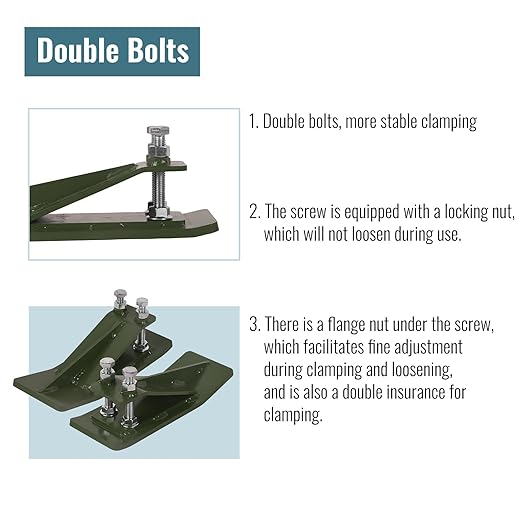 Doppy 2Pcs Tractor Bucket Protector, 3/8'' Thick Snow Skid Tamer, Double Hex Lock Nuts & Bolts Included for Snow Removal, Leaves, Gravel Spreading, Green