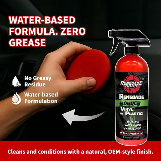 Rebel Rubber, Vinyl & Plastic Spray Shine with UV Protection, Anti-Static and Anti-Stick Properties, Protect Plastics, Tires & Interior Vinyls with Our Non Greasy Water Based Formula