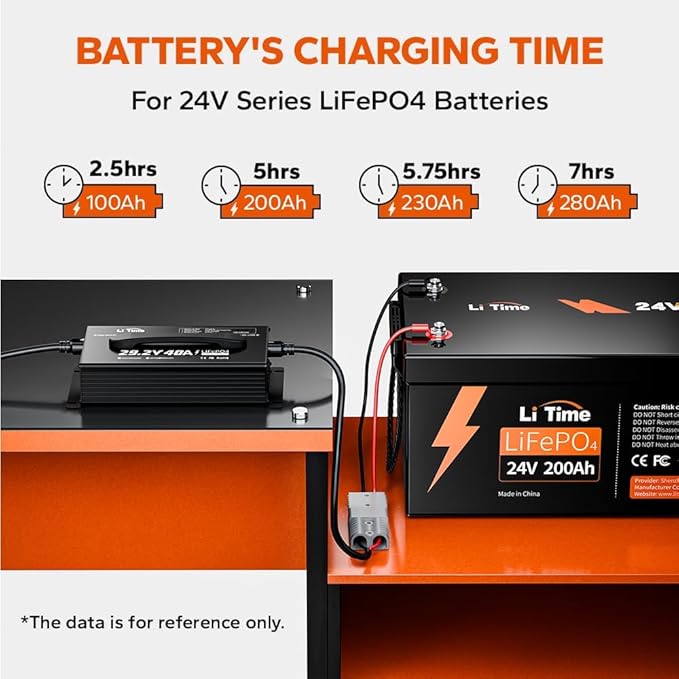 LiTime 24V (29.2V) Lithium Battery Charger, 40A Smart AC-DC Fast Charger with Anderson Connector & LED Indicator, Portable Mountable Charger for 24 Volt LiFePO4 Batteries, Ideal for RV, Home, Off-Grid