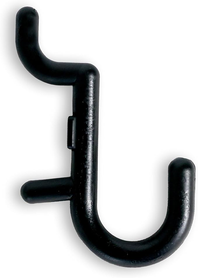 WallPeg 100 Pegboard Peg Hooks – Durable, Self-Locking Black Peg Board Hooks - 50 J & 50 L Style FlexLock Peg Hooks for Hanging Tools, Storage, and Wall Organization - Fits 1/4" Peg Holes
