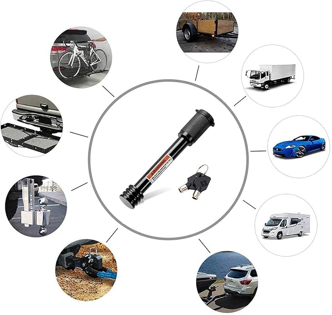 CZC AUTO Hitch Receiver Pin Lock Trailer Receiver Lock with 5/8" Pin for Class III IV 2" and 2-1/2" Receiver, for Hitch Bike Rack Tray Ball Tow Rope for Trailer Truck Car Boat (4 Pack, 5/8 inch pin)