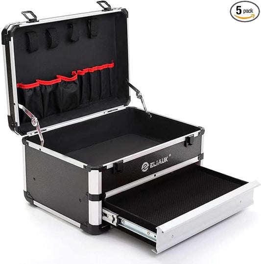 ELIAUK Tool Box Hard Case Tool Organizer Storage Cabinet Carry Case Tool box with Drawers(Silver)