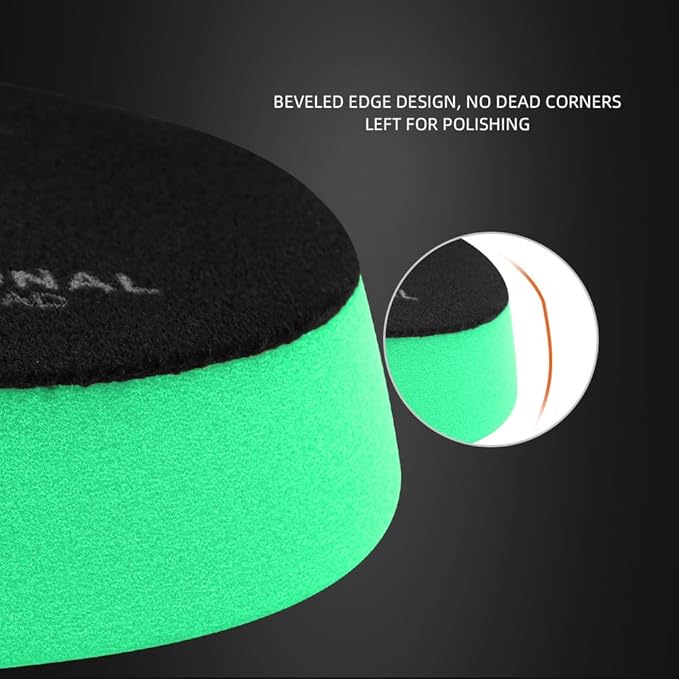SPTA Green T120 Heavy-Cut Polishing Foam Pad, 1Pc 3.5 Inch Face for 3 Inch 80mm Backing Plate Compound Buffing Sponge Pads for Car Buffer Polisher Compounding, Polishing and Waxing -FPBFS3G
