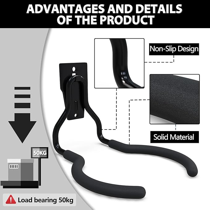3-H Weed Eater Hanger 4 Pack,1 Large Garage Wall Hooks,1 Extension Strap,Utility Weedeater Rack,Tool Hangers for Organizing and Hanging Weed Wacker,Leaf Blower,String Trimmer,Power Tool in Garden