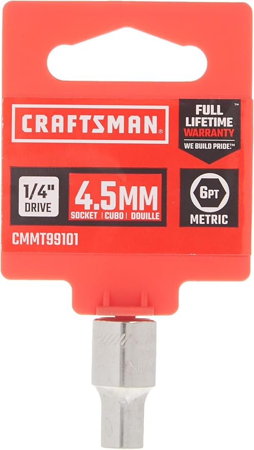 CRAFTSMAN Shallow Socket, Metric, 1/4-Inch Drive, 4.5mm, 6-Point (CMMT99101)