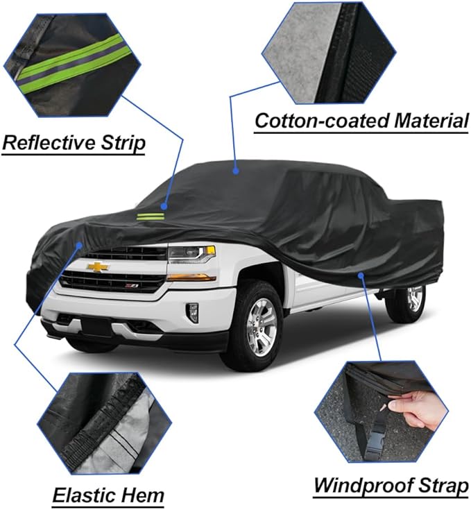 Kaugung Truck Cover Waterproof Custom Fit Chevrolet Silverado Regular 6.5' Bed (2019-2025), 7 Layers Heavyweight Pickup Car Cover Outdoor Indoor Sun UV Rain Snow Wind Protection.