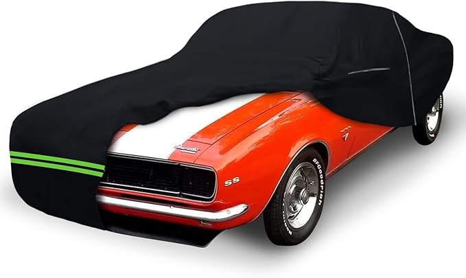 Waterproof Car Cover Replace for 1967-1973 Chevy Camaro, 6 Layers All Weather Car Cover with Zipper Door & Windproof Bands for Snow Rain Dust Hail Protection (1967-1973)