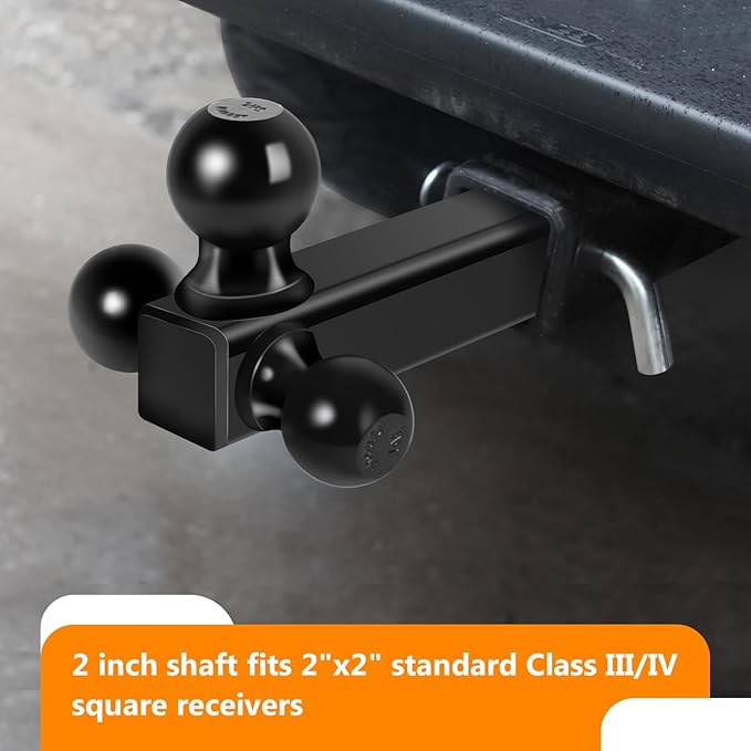 MaxxHaul 70270 Trailer Hitch Hollow Shaft Triple Ball Mount - Black