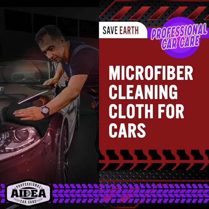 AIDEA Microfiber Cleaning Cloth for Car-12PK, Microfiber Towels for Cars-2PK, Professional Car Drying Towel