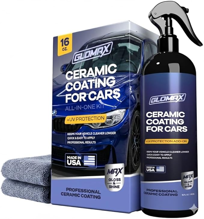 Premium Ceramic Coating for Cars with UV Protection (16 oz) – Extremely Hydrophobic & Slick Car Wax Spray, Long-Lasting, Quick & Easy Application, Maximum Gloss & Shine.