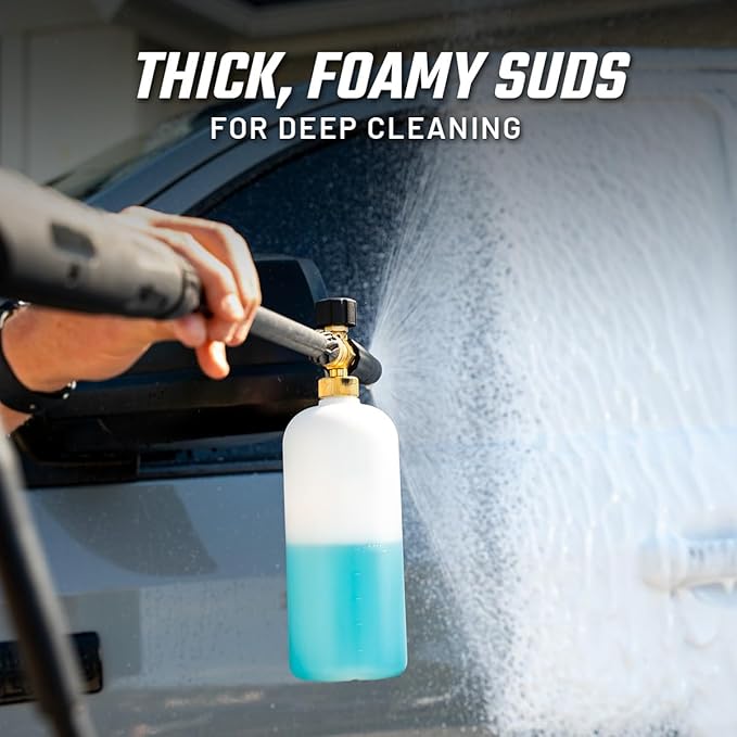 Slick Products Wash & Wax (64 oz.) + Pressure Washer Foam Cannon Bundle – Super Concentrated Car Wash Foam Shampoo for Car, Truck, RV, Motorcycle, Trailer, and Boat