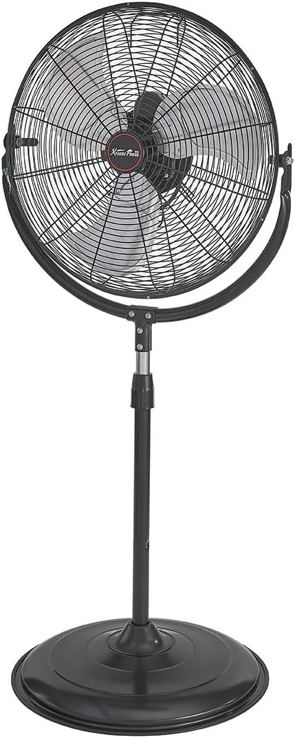 XtremepowerUS Pro-Series 20" High Velocity Standing Shop Fan Telescoping Height Fan 3-Speed Control High Flow CFM 5500, Black