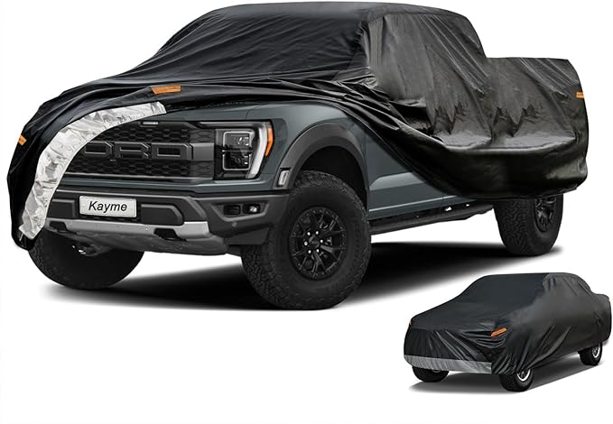 Kayme 7 Layers Truck Cover Waterproof All Weather, Heavy Duty Outdoor Pickup Cover Sun Uv Rain Protection, Universal Fit for Tacoma, Tundra, Titan, F-150, RAM 1500, Sierra etc.(Length Up to 228 inch)