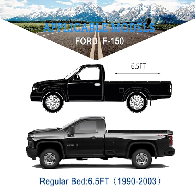 Kaugung 7 Layers Truck Cover Waterproof Custom Fit Ford F150 Regular Cab 6.5ft Bed from 1990 to 2003, 7 Layers Heavyweight Pickup Car Cover Outdoor Indoor Sun UV Rain Snow Wind Protection.