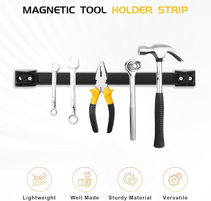 DGSL Magnetic Tool Holder Strip 5 Pack, 12 In Heavy Duty Tool Organizer Magnetic Strip, Tool Magnet Bar For Garage Tool Organization