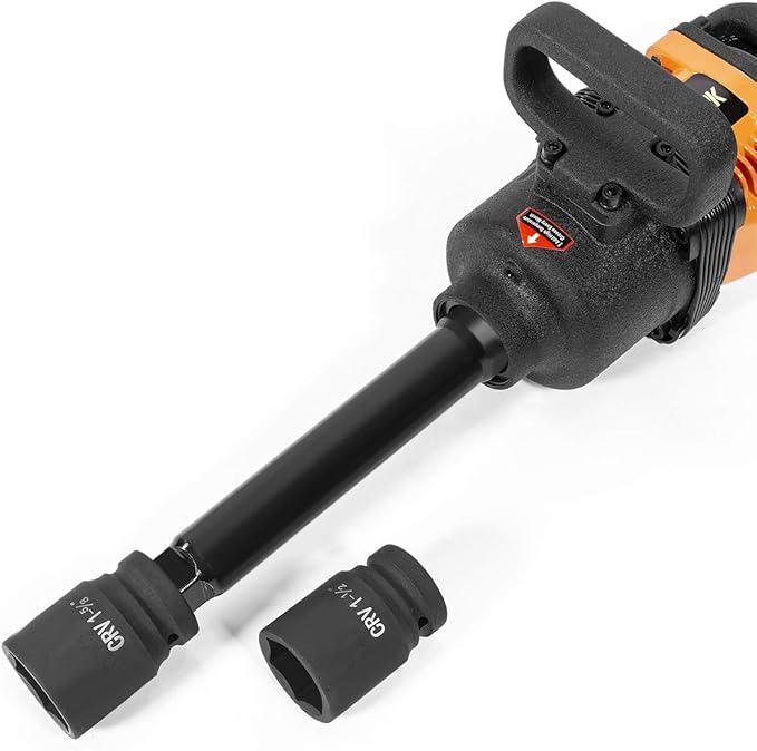 Stark USA 1" inch Heavy Duty Air Impact Wrench Gun Long Shank Pneumatic Truck (38mm & 41mm Socket) Impact Gun Heavy Duty Repairs and Maintenance with Carrying Case