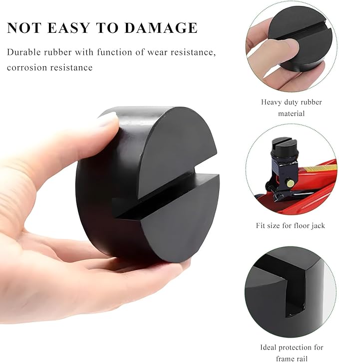 2 PCS Jack Stand Pad Adapter, Universal Rubber Pinch Weld Side Frame Rail Protector Pad, Vehicle Heavy Duty Slotted Floor Jack Pad, Lift Protection Tool Car Accessories