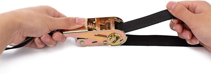 MOOCY Small Ratchet Strap,Heavy Duty Endless Ratchet Tie Down Straps,NO Hook Nylon Black Tie Down Straps,Mini Endless Ratchet Straps for Motorcycles, Kayak