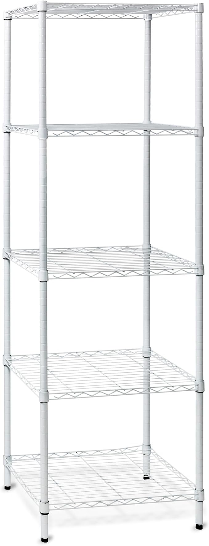 Honey-Can-Do 5-Tier Heavy-Duty Adjustable Shelves, Metal Storage Rack with 250-lb Shelf Capacity, White, 18" W x 24" L x 72" H