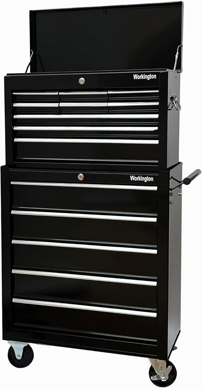 Workington Rolling Metal Tool Chest with 5 Drawers, 24" 5-Drawer Tool Chest Cabinet with Ball Bearing Drawer Slides, Steel Tool Storage Box Organizer 4101 Black